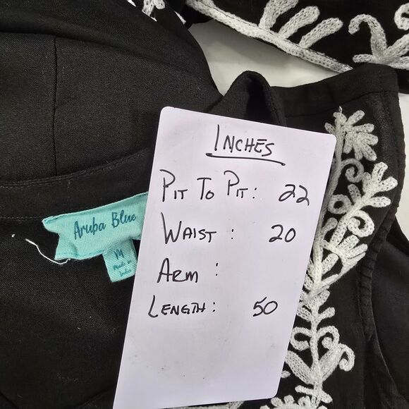 Cottage Goth Whimsigoth Fairy Black White Embroidered Maxi Dress Womens M Party - Picture 5 of 7